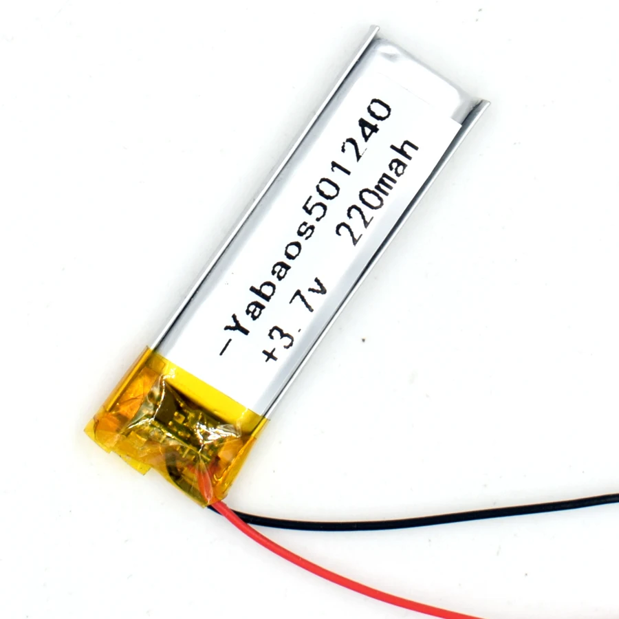 

3.7V 220 mAh Li-Polymer Rechargeable Battery 501240 Li Po ion for GPS Bluetooth MP3 MP4 051240