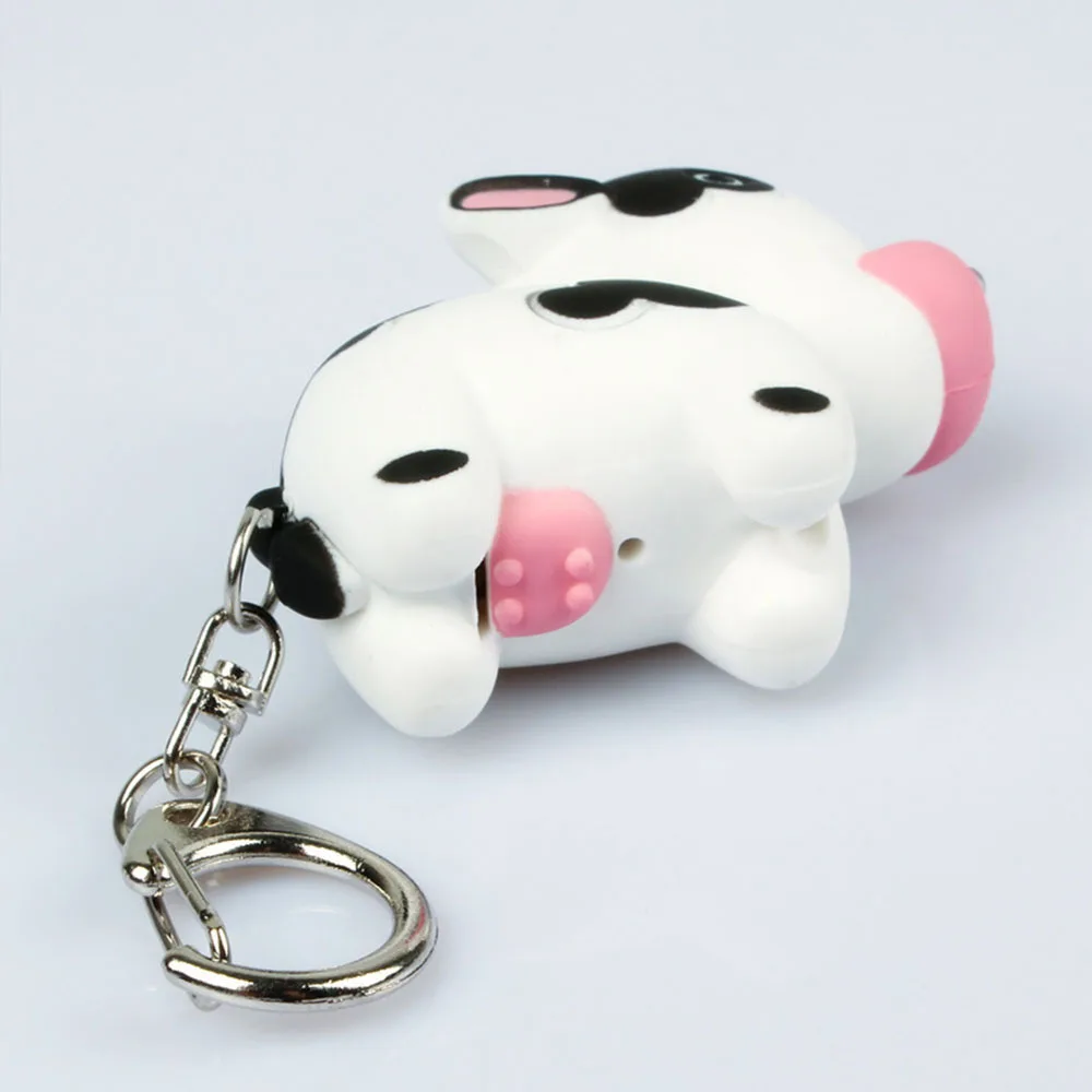 Portable With Sound Cow Shape LED Key Chain Key Ring Flashlight Kids Toy