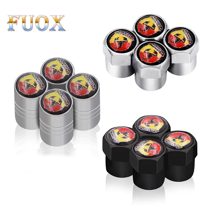 

4PCS Car Styling Valve Auto Caps Case For Abarth 500 124 For Fiat Punto Ducato Palio Bravo Car Emblems Accessories Car-Styling