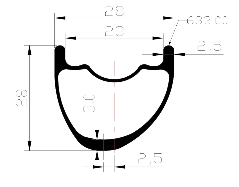 28mm asymmetric carbon rim