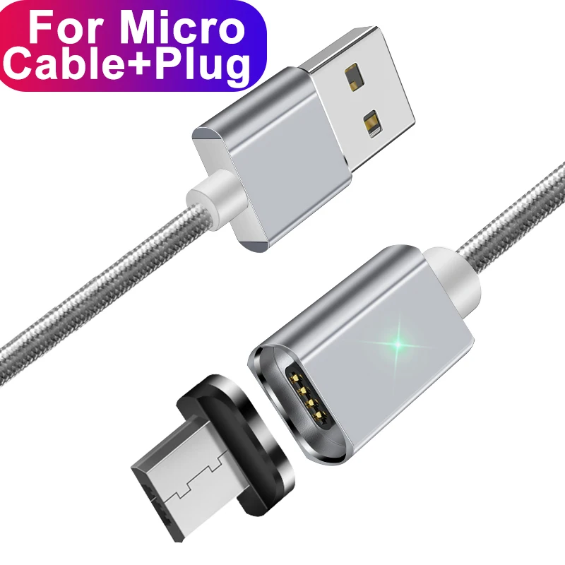 Essager Micro USB кабель 3 м магнитное зарядное устройство для samsung Xiaomi lenovo huawei 1 м 2 м Быстрая зарядка кабель для передачи данных кабели для мобильных телефонов - Цвет: Sliver Micro Cable