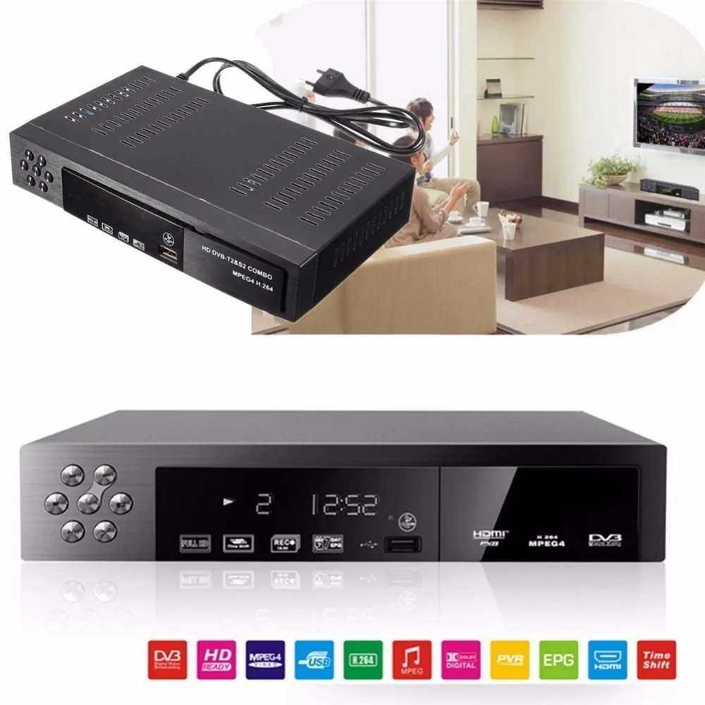 Full HD 1080P T2+S2 Video Broadcasting Satellite Receiver Box TV