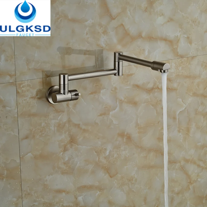 

kitchen faucet brushed nickle folding wall mount kitchen tap mixing valve mixer only hot or cold water single handle