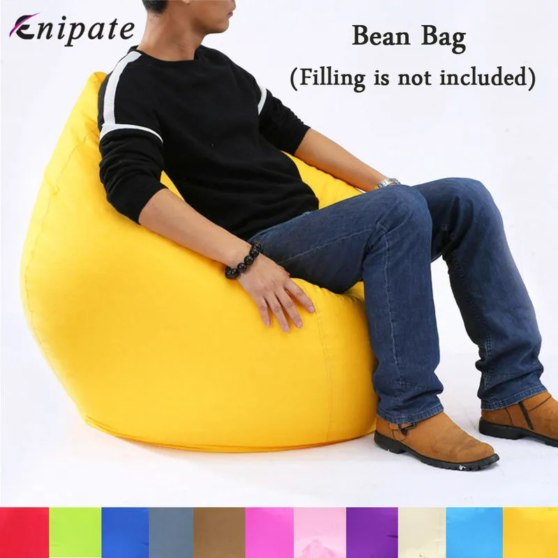 cheap Large Bean Bag Waterproof Oxford Cloth Sofa Cover Gamer Beanbag Pure Color Adult Outdoor Gaming Garden Big Arm Chair(No filling)
