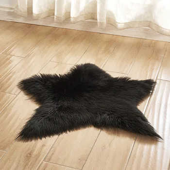 

Star Shape Artificial Wool Carpet Sheepskin Hairy Carpets Faux Mat Seat Pad Fluffy Soft Area Rug Chair Cover Bedroom Mat 60CM