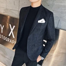 Бизнес Тонкий Мужской Англия высокого класса ткань профессиональный костюм Мужская Мода Дикий Повседневный маленький костюм куртка