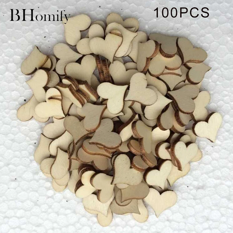 

BHomify 100PCS Plain Wood Simple DIY Wooden Hearts Embellishment Kid Art Decor Scrapbooking Craft Card Painted Varnished Lovely