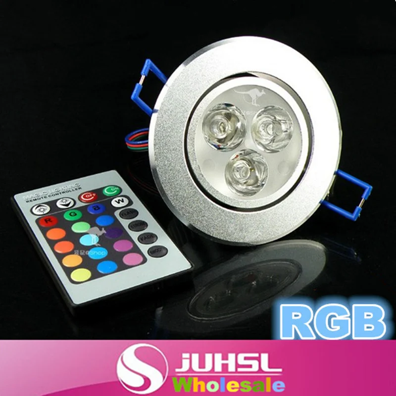 Hot Colorful Remote Control LED Downlight 3W RGB spotlight wall light