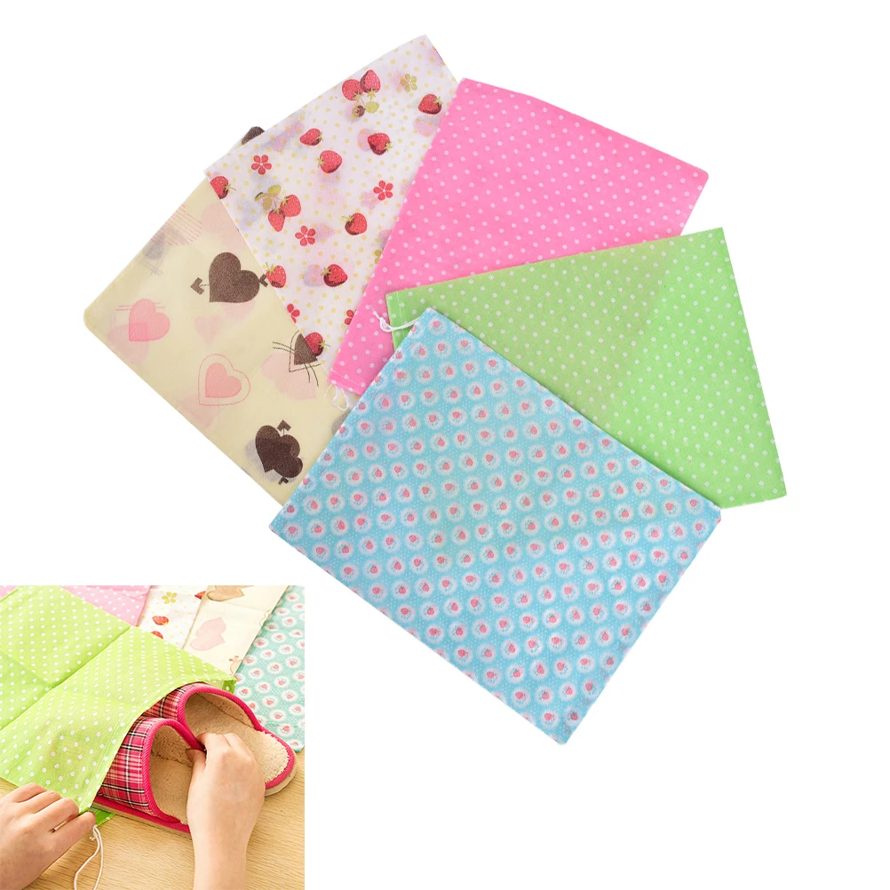 2PCS/lot Random Portable drawstring Reusable Bags for travel Cloth Fabric non woven Shoes Bag