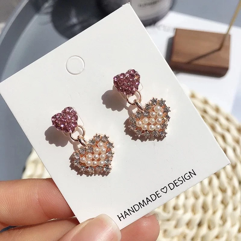 

New Korean sweet style Luxury Statement Stars Heart Gem Pentagram Earrings Fashion Jewelry Wholesale For Girls Women Gift