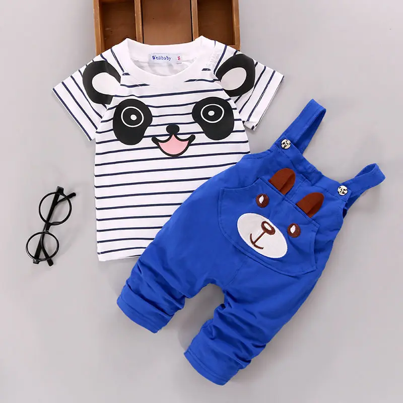 Emmaaby/Одежда для младенцев; комплект из 2 предметов; Одежда для новорожденных мальчиков и девочек; футболка с медведем; топы+ комбинезон