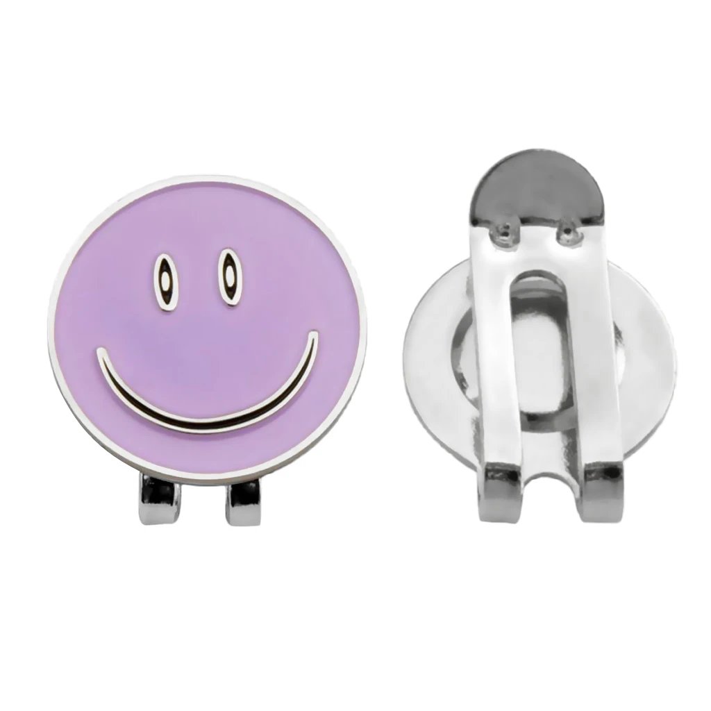 

Alloy Smile Face Magnetic Golf Ball Marker Clip On Golf Cap Visor Gift Purple Golf Accessories for Friends Families Playing Game