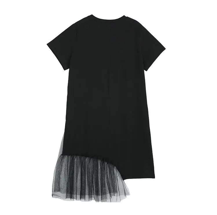 XITAO, комбинированное Сетчатое платье с цветочным рисунком размера плюс, женское летнее уличное платье с круглым вырезом, модное платье средней длины, WBB2827