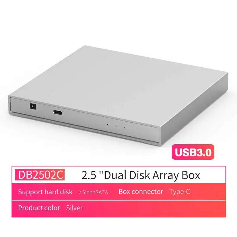 external hard drive box 2.5" Dual Hard Hard Disk Array Cabinet with RAID Function 4 Modes  Mirco B Type C Disk Array Box 2 Bay Data Backup external hard disk case 3.5 HDD Box Enclosures