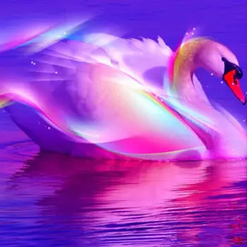 

GLymg Hand Embroidery Diy Diamond Painting Cross Stitch Color Swan Square Diamond Full Drill Animal Paintings Diamond Embroidery