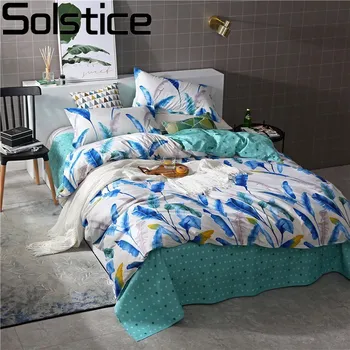 

Solstice Home Textile Banana Leaf Light Cyan Bed Linen Boy Kid Teen Bedding Sets 3-4Pcs Girl Child Duvet Cover Sheets Pillowcase