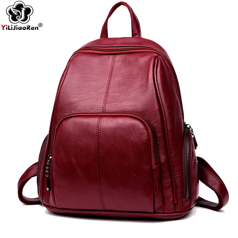 

Fashion Women Backpack Purse High Quality Leather Backpack Female Large Capacity Travel School Bags Simple Shoulder Bag Mochila