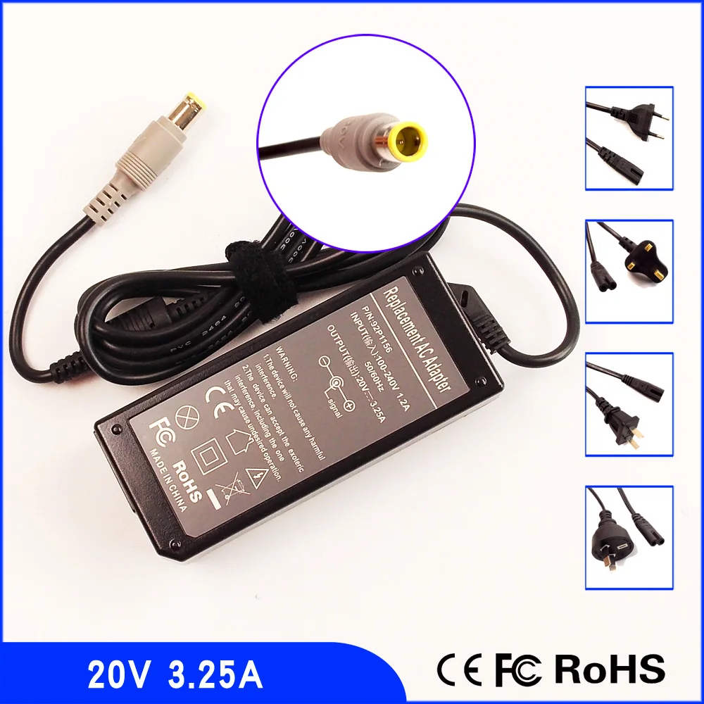 

20V 3.25A Laptop Ac Adapter Power SUPPLY + Cord for IBM / Lenovo / Thinkpad 42T4418 42T4419 42T4420 44T4421 42T4422 42T4423