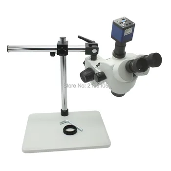 

Trinocular Stereo Microscope 7X-45X Continuous Zoom Magnification+HD 30FPS Industrial Microscope VGA Camera+Rotating Bracket