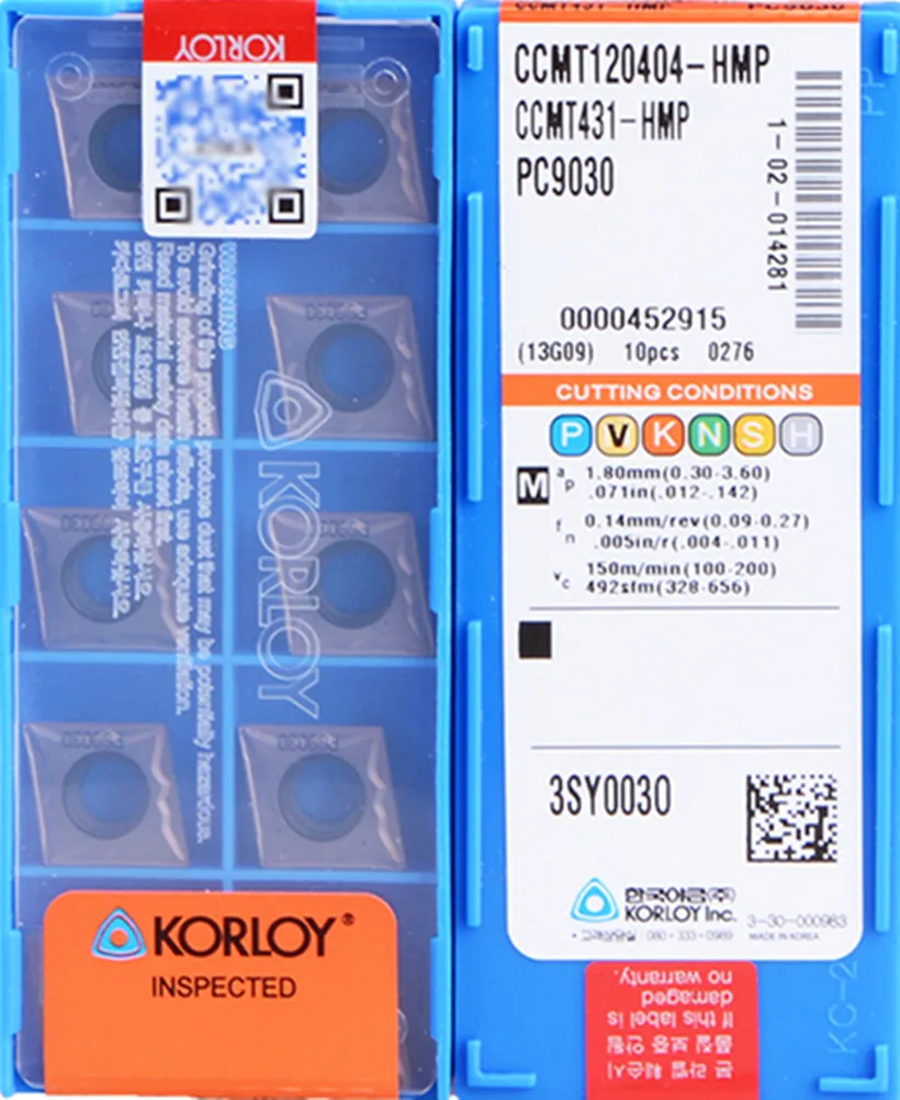 CCMT120404-CCMT120408-HMP PC9030 10 шт./компл. KORLOY PC9030 Карбидное лезвие обработки: нержавеющая сталь