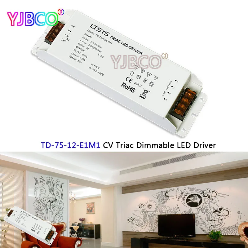 

LTECH intelligent led driver TD-75-12-E1M1; 75W 12VDC 6.25A constant voltage Triac Dimmable LED Driver Triac Push Dim