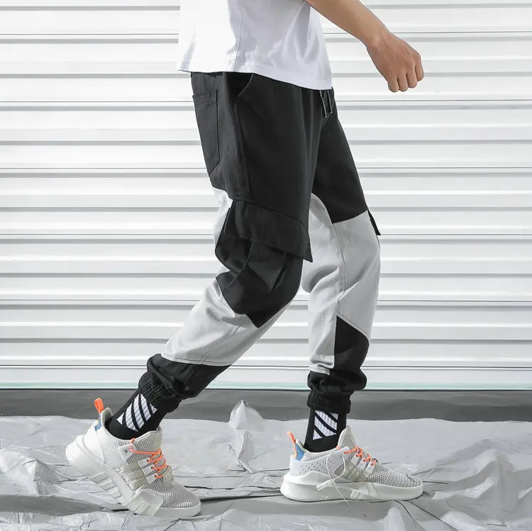 New Cargo Harem Pink Pants Mens Casual Joggers Baggy Trousers Harajuku Streetwear Hip Hop Pants Men Fashionable Sweatpants