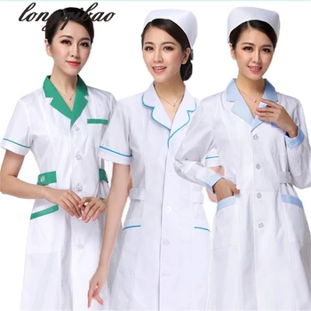 

women or men white Medical Coat Clothing Medical Services Uniform Nurse Clothing Long-sleeve Polyester Protect lab coats Cloth