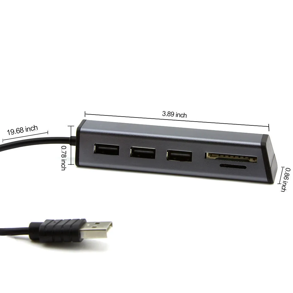 Концентратор USB 2,0, 3 порта, несколько расширителей, адаптер, Micro SD/CF кард-ридер, мульти разветвитель для USB флеш-накопителя, ноутбука, телефона, держатель