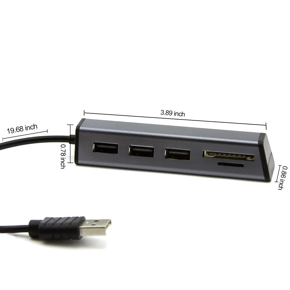 USB 2.0 HUB 3 Ports Multiple Extender Adapter Micro SD/CF Card Reader Multi Splitter For USB Flash Drive Laptop Phone holder