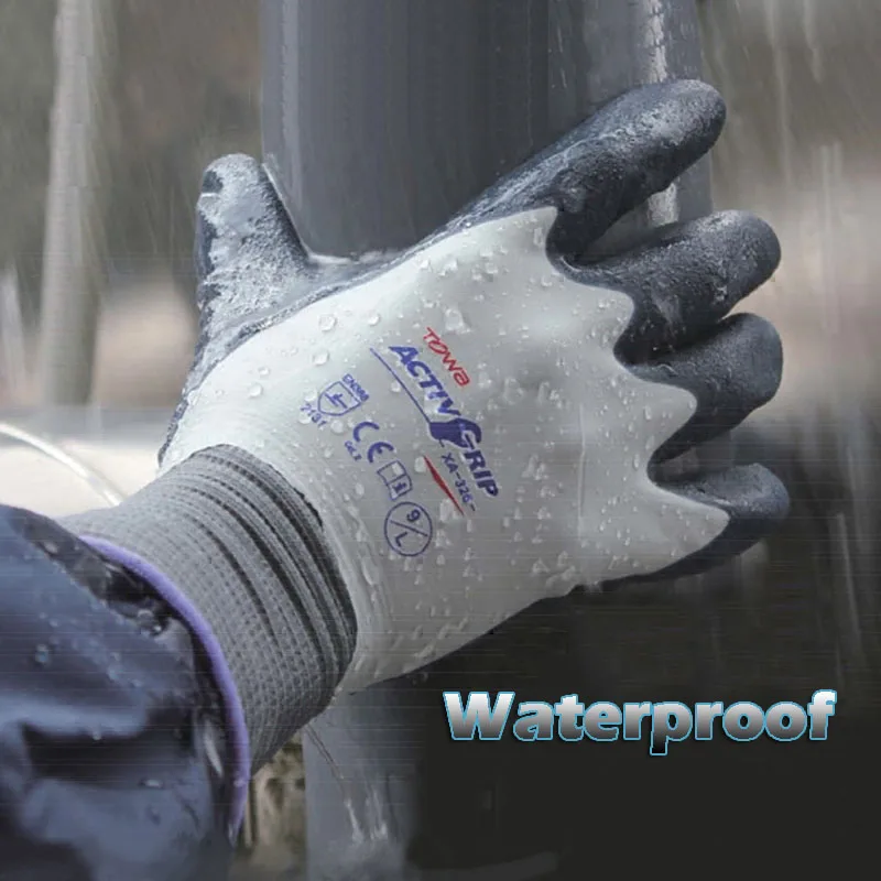 

TOWA Safety Gloves Waterproof Wear-resistant Anti-slip Protection Gloves Natural latex Labor Home Garden Kitchen Working Glove