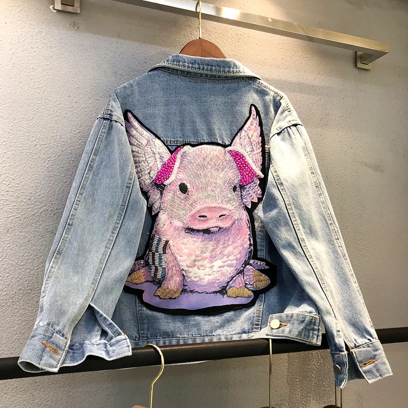 Auto Printemps Coréenne culture Travail Bf Veste Au Survêtement Paillettes Du En Courte Début Trous Lourd Jean Porcelet qwz6Pt