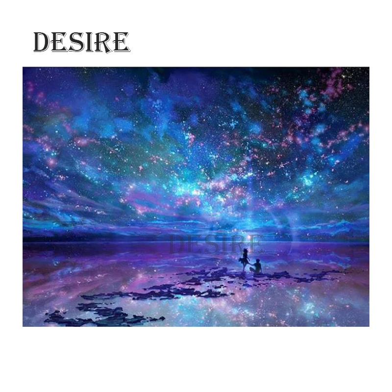 

Desire Diamond Painting Cross Stitch Bright Starry Sky 5D DIY Diamond Embroidery Needlework Full Square Mosaic Home Decor PT2530