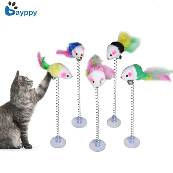 

3Pcs Pet Cat Toys Feather False Mouse Toys Interactive Cat Kitten Bottom Sucker Playing Toys Pet Seat Scratch Toy for Cats Funny