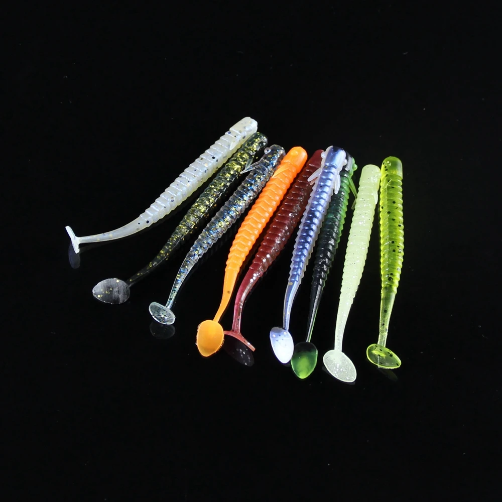 24pcsLot 8cm 2g 9 Colors Paddle Tail Soft Grubs 3D High Imitation Fish Lure Jig Head Soft Lure For Bass Fishing Mandarin Fish  (22)