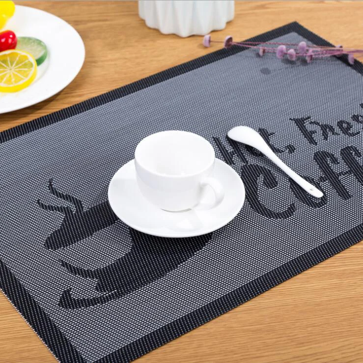  Fyjafon 4/6pieces Table Mat PVC Place Mat Waterproof Placemats for Kitchen Table Heat Protection Ta