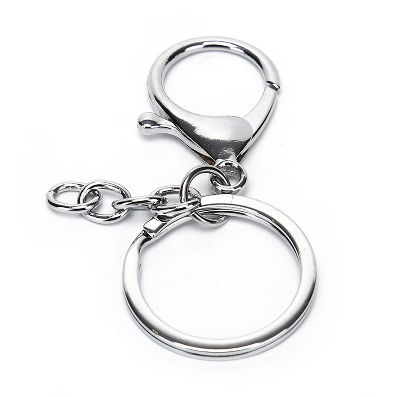 5pcs/lot Swivel Lobster Clasp Clips Key Hooks 30mm Silver Metal Classic Key Chain DIY Bag Jewelry Ring Keychain Split Ring