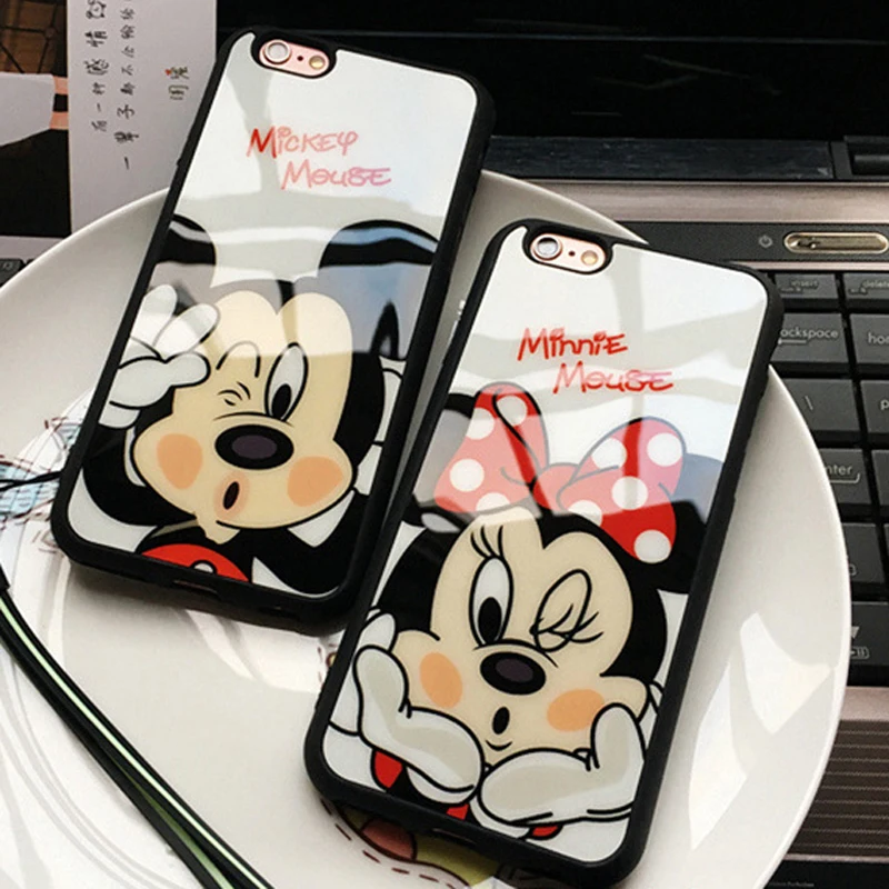 Fashion Cartoon Lovers Mickey Mouse Minnie cover soft TPU silicon case For iPhone 7 SE 5/5s 6 6s / plus 7 plus funda Coque cases
