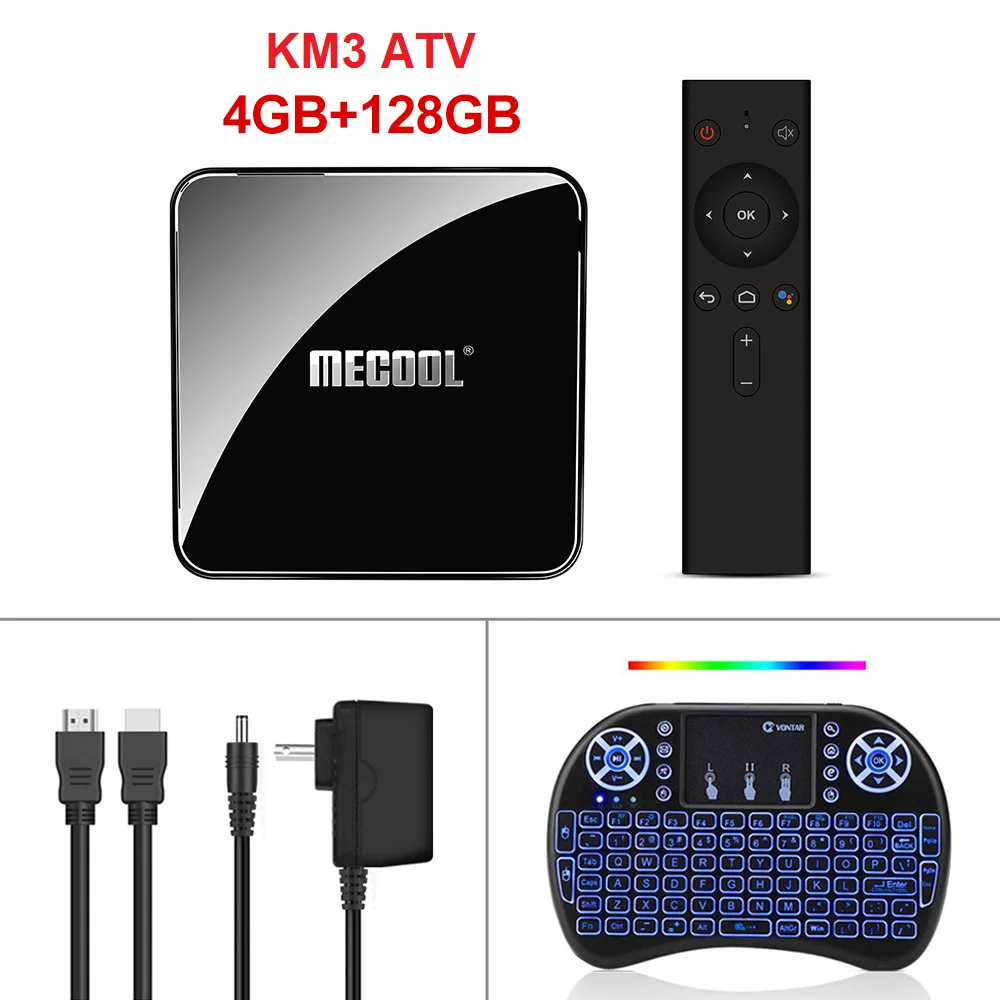 ТВ-приставка Mecool KM3 Android 9,0, сертифицированный Google, Android tv Amlogic S905X2 4G 64G KM9 Pro 2/16G 4/32G 4K Wifi, смарт-ТВ приставка H96 max - Цвет: 4GB128GB I8 Backlit