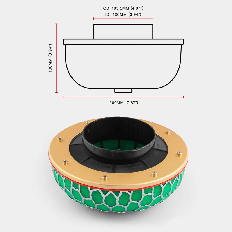 Nuevo filtro de aire de coche de 100mm coche modificado cabeza de seta Universal de alto flujo sistema de admisión de aire recargado limpiador al por mayor
