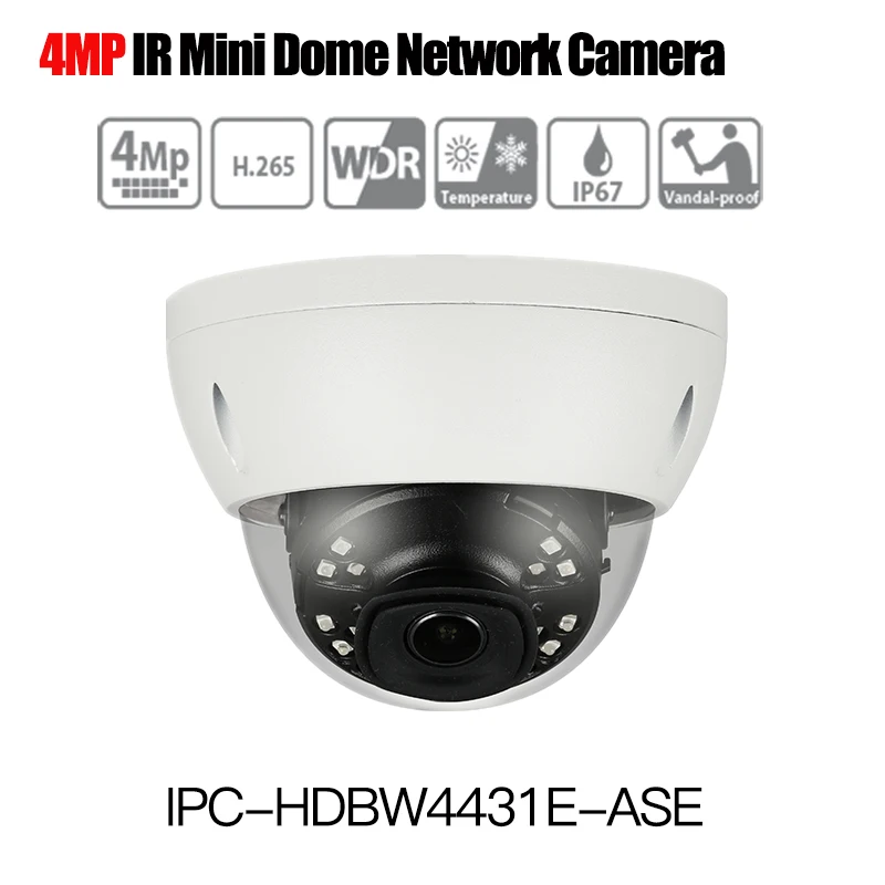 

Dahua IPC-HDBW4431E-ASE 4MP IR Mini Dome Network IP Camera Smart Detect 30m IR H.265 WDR IP67 IK10 PoE support Audio with logo