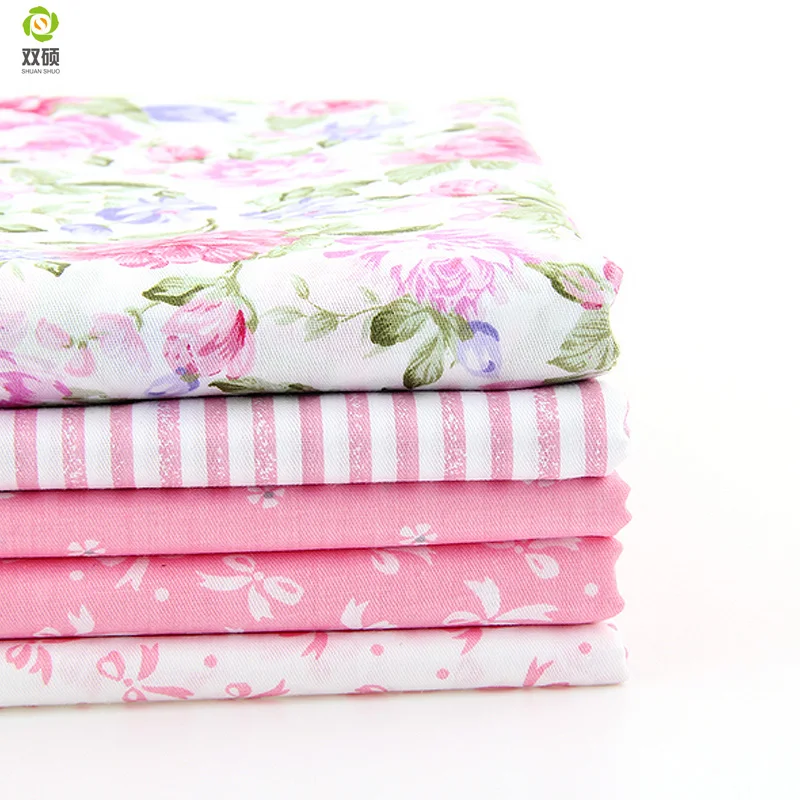 Hot 5 различных цветов розовый цветочным хлопчатобумажной ткани лоскутное текстиля швейной ткани для куклы сумки 40* 50 см A2-5-10