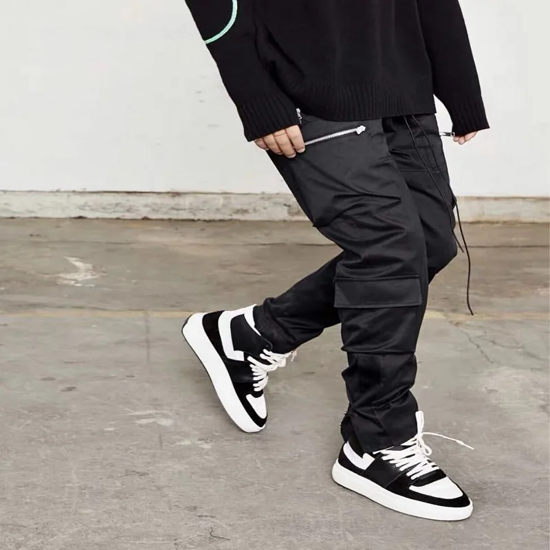 

Hip hop trend casual pants buckle function wind card pants straight pants men's tide brand Europe and America ins pants men