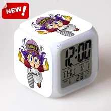 Reloj despertador Arale, luz Led, 7 colores, cambio de pantalla Lcd, Reloj cuadrado de mesa, mesa Digital Vintage