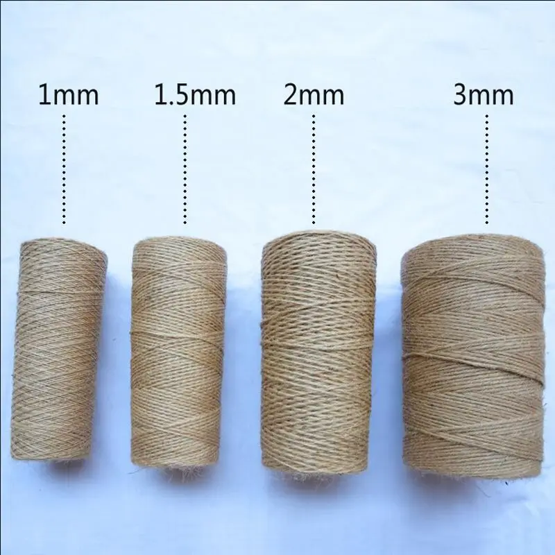20yards/lot 1mm 1.5mm 2mm 3mm Natural Jute Rope Linen String Handmade Accessories Gift Package Ribbon DIY Hemp Craft Supplier