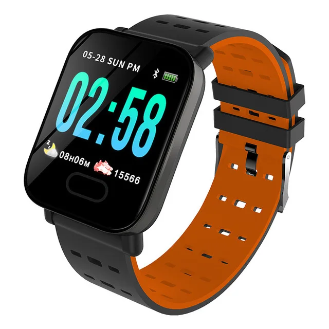 A6 Смарт часы носимые устройства IP67 Водонепроницаемый Bluetooth Шагомер монитор сердечного ритма цветной дисплей SmartWatch для Android/IOS - Цвет: Smart Watch Orange