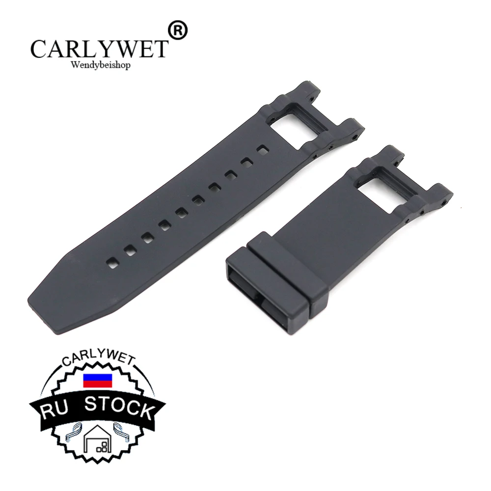 

CARLYWET RU STOCK 28mm Wholesale New Black Strap Waterproof High Quality Rubber Replacement Watch Band Strap Belt