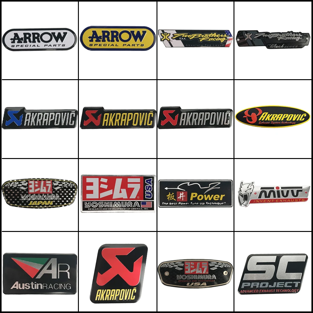 

3PCS 3D Aluminum Exhaust Pipe Sticker Decal Motorcycle Decal motorbike car stickers Decoration For Suzuki yamaha Honda Akrapovic