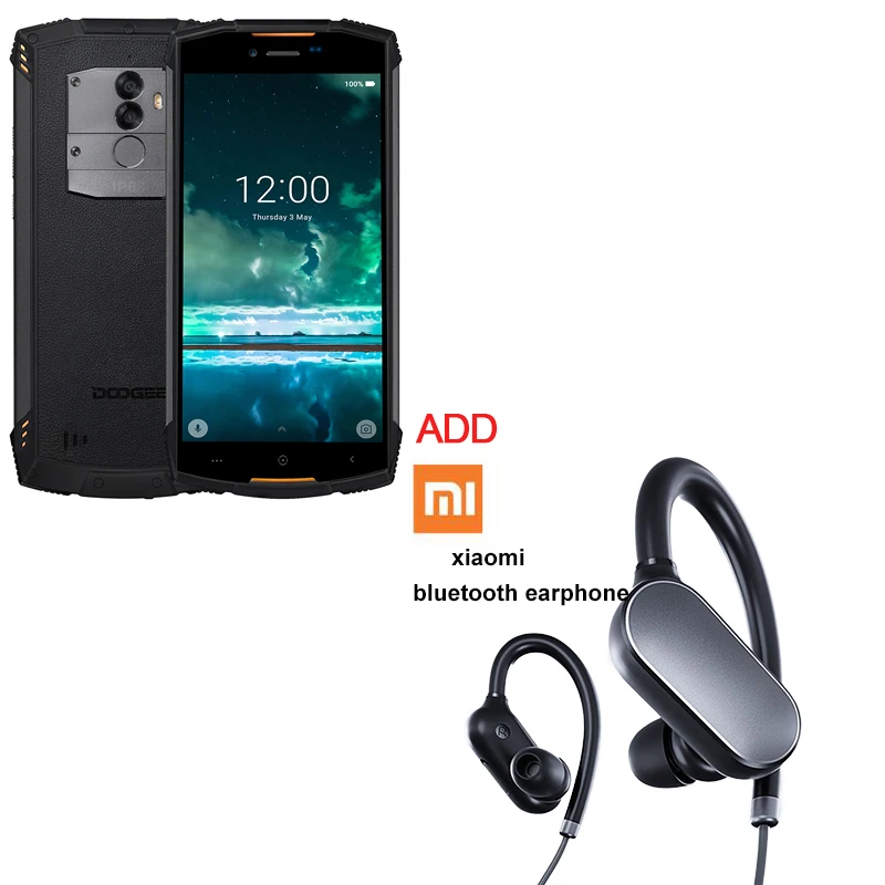 DOOGEE S55 5.5 inch 18:9 IP68 waterproof Smartphone MTK6750T 5500mAh 4GB 64GB 13.0 MP Mobile phone Android 8.0 BAK battery - Цвет: ORAnge add earphon