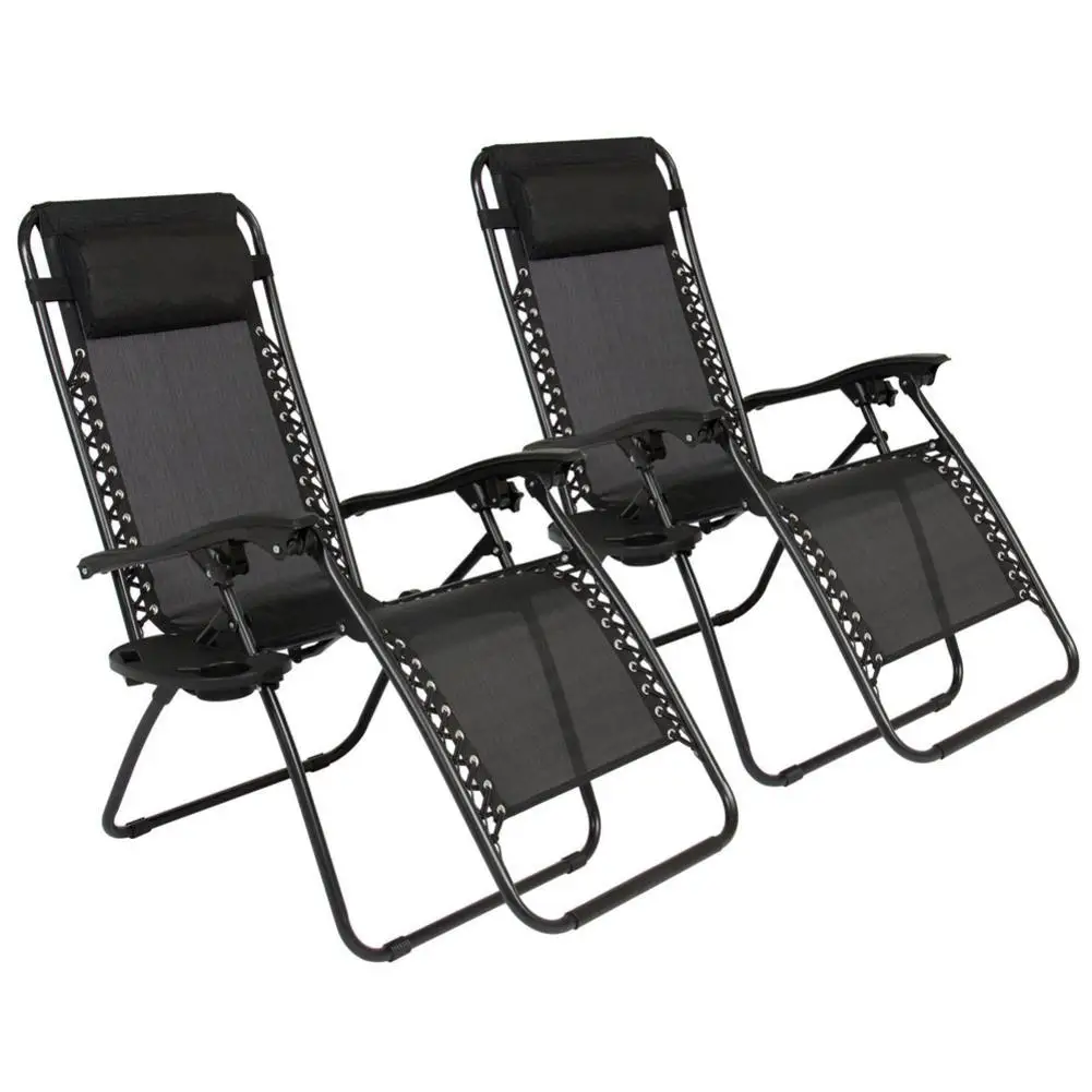

2pcs Plum Blossom Lock Portable Folding Chairs with Saucer Black