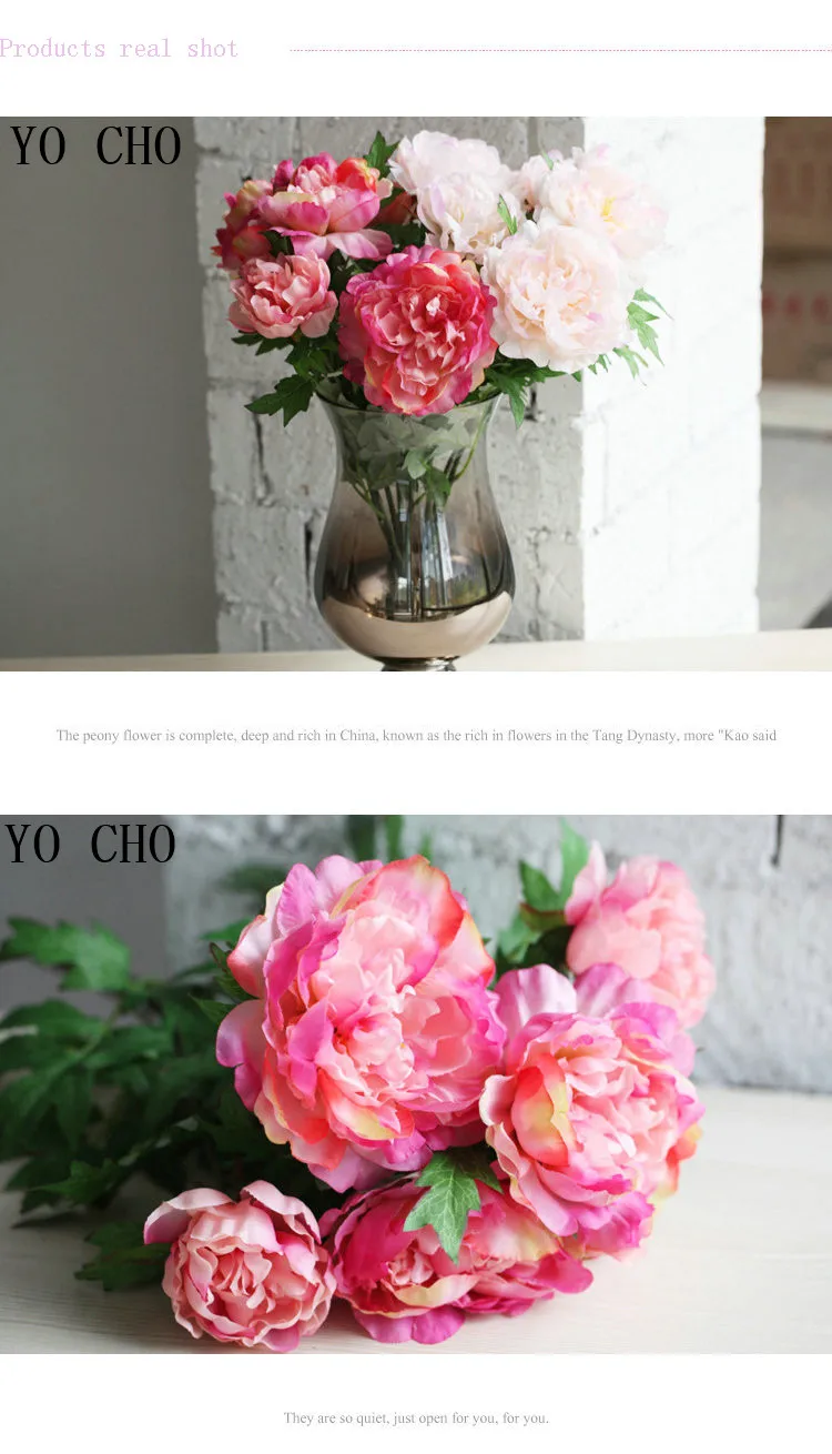 2018 Beautiful Rose Peony Artificial Silk Flowers small bouquet flores home party spring wedding decoration mariage fake Flower (2)